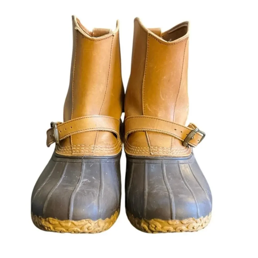 Vintage L.L. Bean Duck Boots Men’s 13M Tan Leather Rubber Hunting Rain Boots